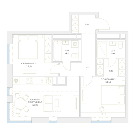 Купить квартиру в ЖК Детали в Москве. Вариант № 879705, 0, площадь -  квм, цена 18970926 рублей