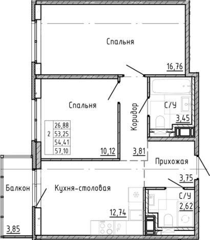 Купить двухкомнатную квартиру в районе Приморский в Санкт-Петербурге. Вариант № 8164199, 0, площадь -  квм, цена 13831022 рублей