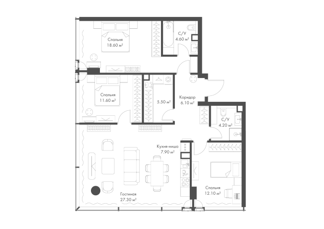 . Вариант № 159283, 0, площадь - 97.9 квм, цена 117176510 рублей