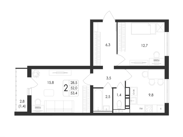 Купить двухкомнатную квартиру в ЖК Май в Воронеже. Вариант № 2657102, 0, площадь -  квм, цена 8379421 рублей