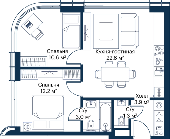 Купить двухкомнатную квартиру у метро Мякинино в Москве. Вариант № 122403, 0, площадь -  квм, цена 26726246 рублей