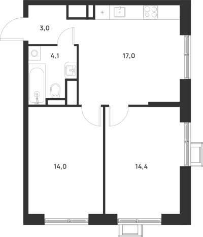 Купить двухкомнатную квартиру на улице Разведчика Дейча в Москве. Вариант № 10414821, 0, площадь -  квм, цена 16636039 рублей