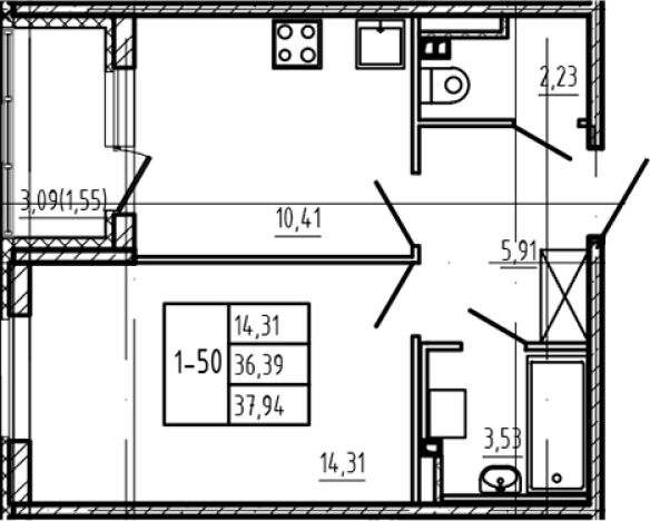 Купить однокомнатную квартиру в Сертолове. Вариант № 6963521, 0, площадь -  квм, цена 7018900 рублей