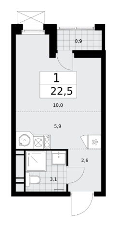 Купить однокомнатную квартиру у метро Потапово в Москве. Вариант № 161021, 0, площадь -  квм, цена 11078325 рублей
