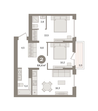 Купить двухкомнатную квартиру в ЖК Первый квартал. Вторая очередь в Московской области. Вариант № 8538684, 0, площадь -  квм, цена 12010000 рублей