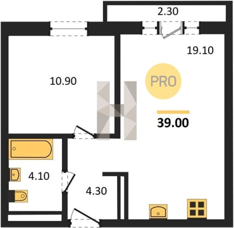 . Вариант № 68769, 0, площадь - 39 квм, цена 2901780 рублей