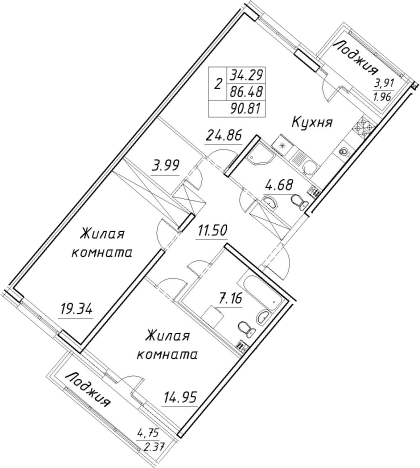 Купить трехкомнатную квартиру на улице проспект Авиаконструкторов в Санкт-Петербурге. Вариант № 4034354, 0, площадь -  квм, цена 25729525 рублей