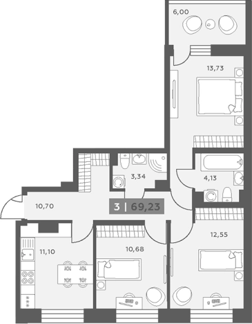 Купить квартиру в ЖК Аквилон RekaPark в Ленинградской области. Вариант № 6217900, 0, площадь -  квм, цена 11493178 рублей