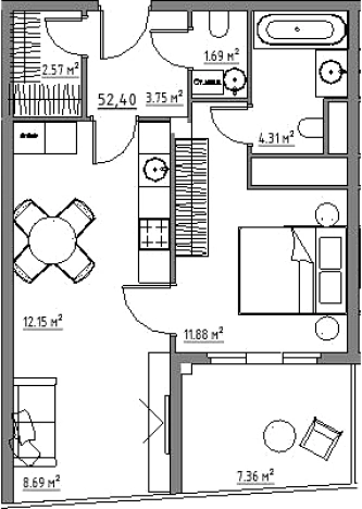 Купить двухкомнатную квартиру в районе Расторгуево в Видном. Вариант № 3569604, 0, площадь -  квм, цена 11307638 рублей