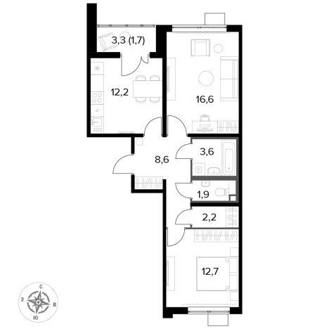 Купить квартиру в ЖК 1-й Лермонтовский в Люберцах. Вариант № 9876907, 0, площадь -  квм, цена 18754400 рублей