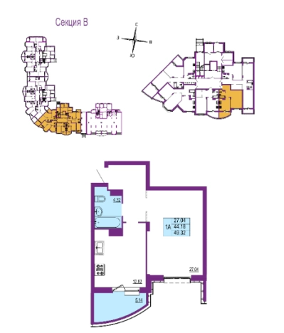 Купить однокомнатную квартиру в новостройках в Владимирской области. Вариант № 336241, 0, площадь -  квм, цена 6411600 рублей