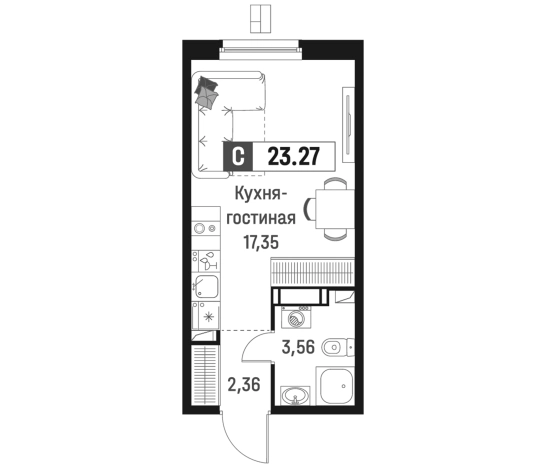 Купить Студию у метро Девяткино в Мурине. Вариант № 6866886, 0, площадь -  квм, цена 4464106 рублей