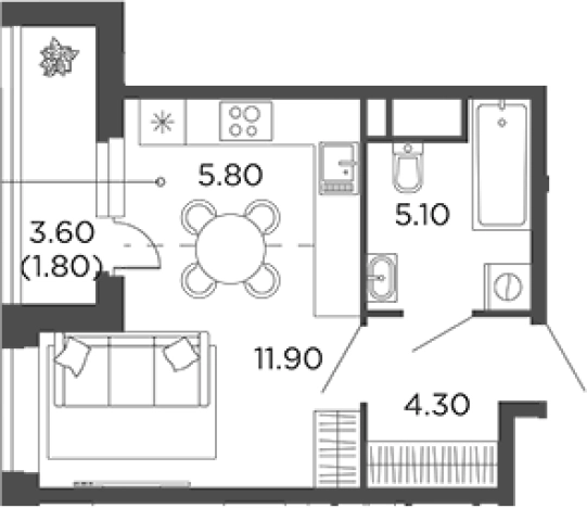 Купить Студию на улице Маковского в Одинцове. Вариант № 116930, 0, площадь -  квм, цена 8237078 рублей