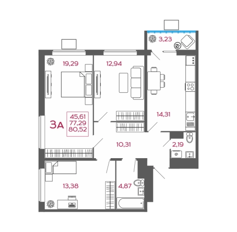 Купить трехкомнатную квартиру в новостройках в ЖК Жилой комплекс "Новобережье" в Пензе. Вариант № 151670, 0, площадь -  квм, цена 6763680 рублей