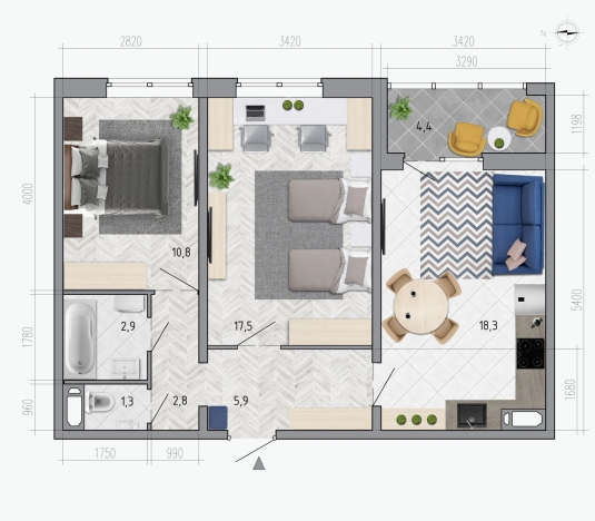 Купить квартиру в новостройках на улице Федора Тютчева в Воронеже. Вариант № 92876, 0, площадь -  квм, цена 6817773 рублей