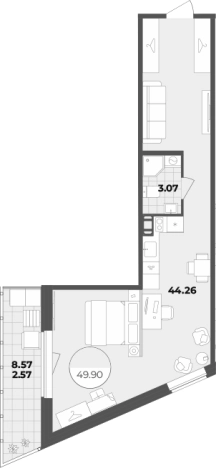 . Вариант № 6855656, 0, площадь - 47.33 квм, цена 19490940 рублей