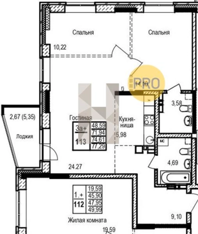Купить двухкомнатную квартиру в ЖК Сказка в Ижевске. Вариант № 71641, 0, площадь -  квм, цена 5053700 рублей
