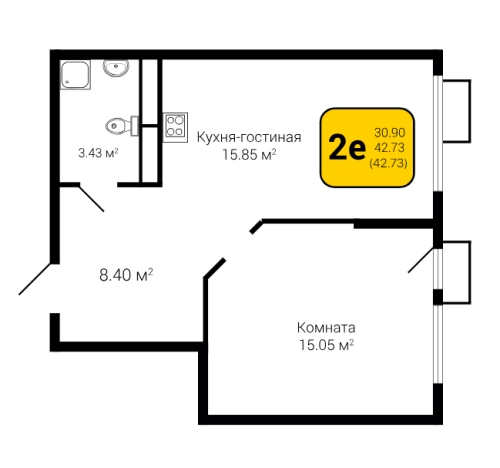 Купить однокомнатную квартиру в ЖК Z-town в Воронеже. Вариант № 133151, 0, площадь -  квм, цена 7070824 рублей