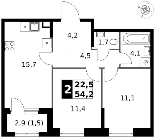 Купить двухкомнатную квартиру в новостройках в районе Гольяново в Москве. Вариант № 9716437, 0, площадь -  квм, цена 20075680 рублей
