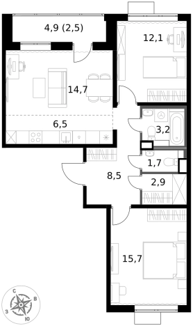 Купить трехкомнатную квартиру у метро Физтех в Химках. Вариант № 9711972, 0, площадь -  квм, цена 16268610 рублей