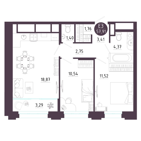 Купить квартиру в новостройках в ЖК "Крылья" в Рязани. Вариант № 124497, 0, площадь -  квм, цена 7468653 рублей