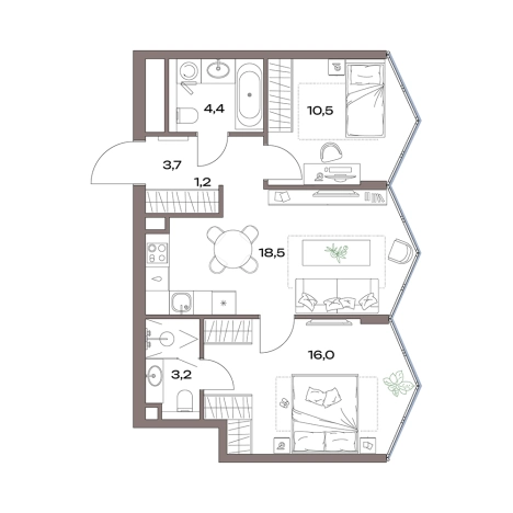 Купить трехкомнатную квартиру у метро Яхромская в Москве. Вариант № 881383, 0, площадь -  квм, цена 29680216 рублей