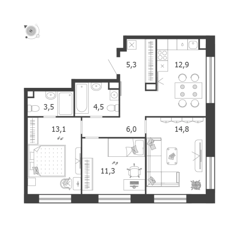 Купить квартиру в ЖК Shagal в Москве. Вариант № 8139039, 0, площадь -  квм, цена 43466265 рублей
