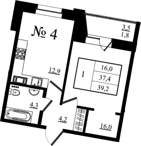 Купить однокомнатную квартиру в Микрорайоне Въезд, Гатчина в Гатчине. Вариант № 7260220, 0, площадь -  квм, цена 6350400 рублей