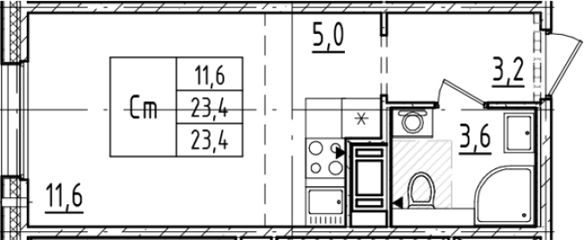 Купить Студию в новостройках у метро Ладожская в Санкт-Петербурге. Вариант № 6243822, 0, площадь -  квм, цена 8283857 рублей
