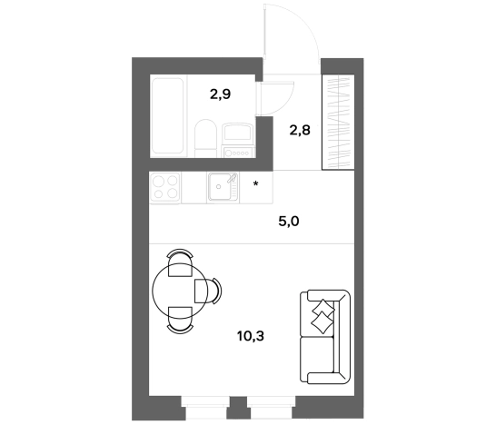 Купить Студию в новостройках у метро Девяткино в Ленинградской области. Вариант № 8343923, 0, площадь -  квм, цена 4200000 рублей