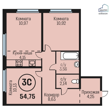 Купить трехкомнатную квартиру в Микрорайоне ВРЗ, Барнаул в Барнауле. Вариант № 3865474, 0, площадь -  квм, цена 5803500 рублей