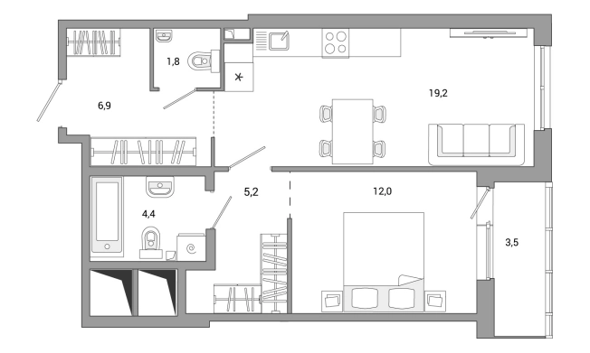 Купить двухкомнатную квартиру в районе Приморский в Санкт-Петербурге. Вариант № 8165106, 0, площадь -  квм, цена 12509280 рублей