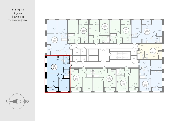 Купить квартиру в новостройках в ЖК UNO в Владимире. Вариант № 551136, 1, площадь -  квм, цена 9297360 рублей