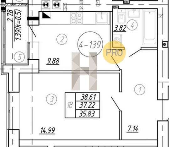 Купить квартиру в новостройках в Калининграде. Вариант № 90153, 1, площадь -  квм, цена 8285230 рублей