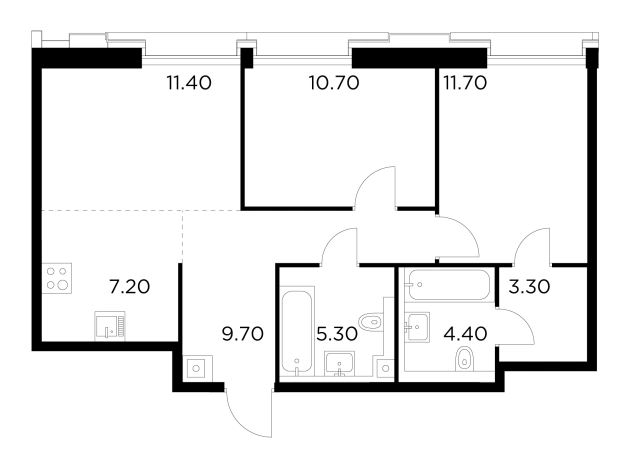 Купить трехкомнатную квартиру у метро Балтийская в Москве. Вариант № 9104452, 1, площадь -  квм, цена 32576600 рублей