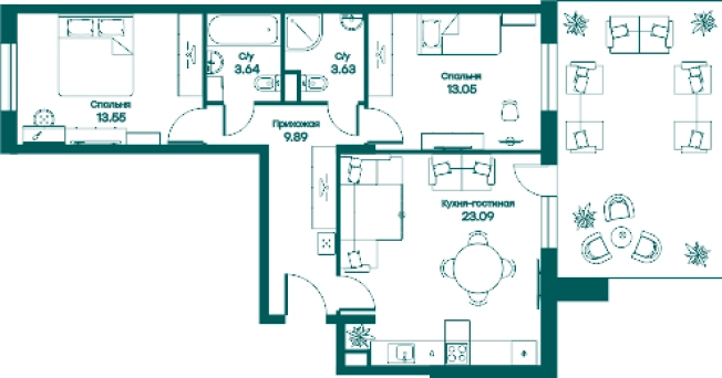 Купить трехкомнатную квартиру в Одинцове. Вариант № 75356, 0, площадь - квм, цена 11472400 рублей