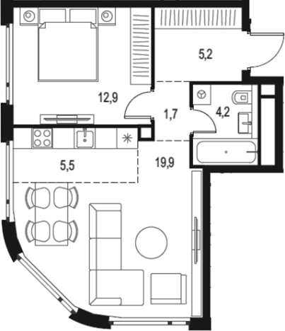Купить двухкомнатную квартиру в районе Нижегородский в Москве. Вариант № 206141, 0, площадь -  квм, цена 17590014 рублей