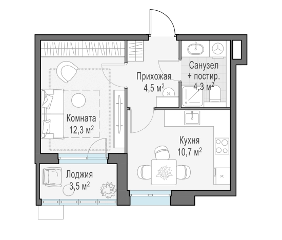 . Вариант № 165858, 0, площадь - 35.8 квм, цена 6180000 рублей