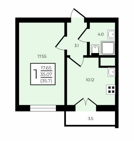 Купить однокомнатную квартиру в Воронеже. Вариант № 9229626, 7, площадь - квм, цена 4000000 рублей