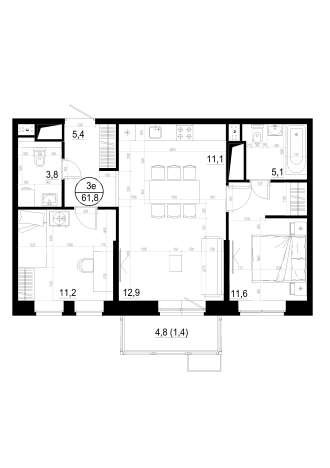 Купить квартиру у метро Пыхтино в Одинцове. Вариант № 127945, 0, площадь -  квм, цена 14688000 рублей