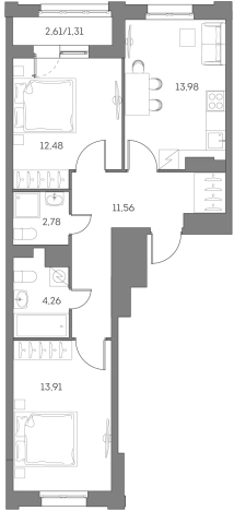 . Вариант № 3986962, 0, площадь - 60.28 квм, цена 25797248 рублей