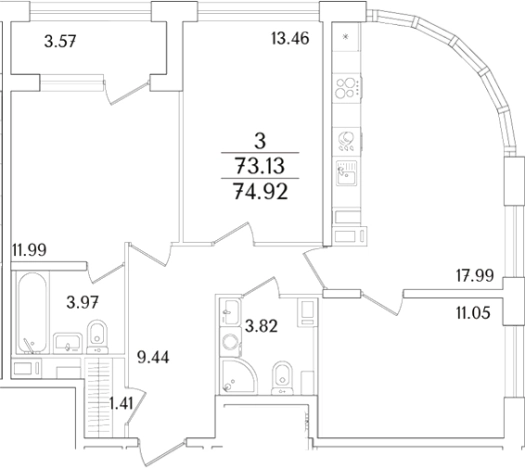 Купить четырехкомнатную квартиру в районе Калининский в Санкт-Петербурге. Вариант № 6232667, 0, площадь -  квм, цена 29858000 рублей