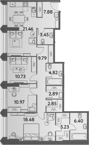Купить трехкомнатную квартиру в новостройках у метро Алексеевская в Москве. Вариант № 77103, 0, площадь -  квм, цена 39369348 рублей