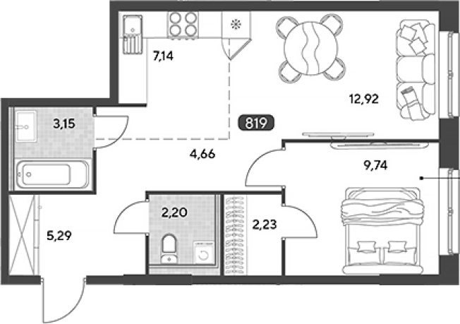 Купить двухкомнатную квартиру в Калужской области. Вариант № 120524, 0, площадь -  квм, цена 6002012 рублей