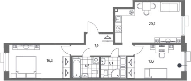 Купить трехкомнатную квартиру в ЖК Парусная 1 в Санкт-Петербурге. Вариант № 7265874, 0, площадь -  квм, цена 23262000 рублей