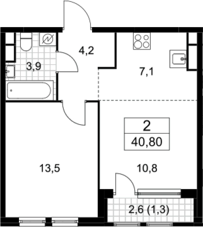 Купить двухкомнатную квартиру в новостройках у метро Улица Горчакова в Москве. Вариант № 4205169, 0, площадь -  квм, цена 11814750 рублей