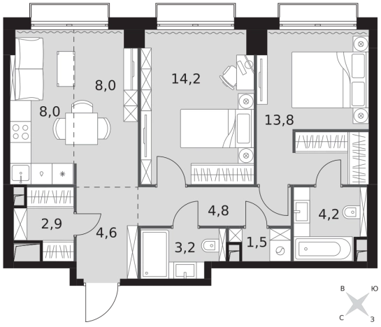 Купить двухкомнатную квартиру у метро Хорошево в Москве. Вариант № 9505167, 0, площадь -  квм, цена 48560960 рублей