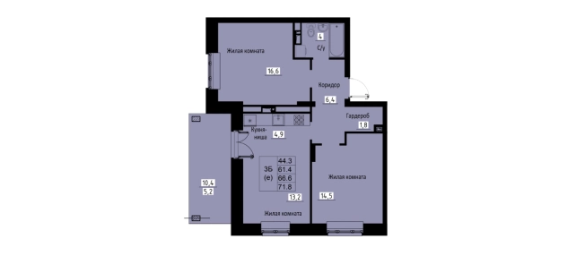 . Вариант № 160760, 0, площадь - 66.6 квм, цена 9590400 рублей