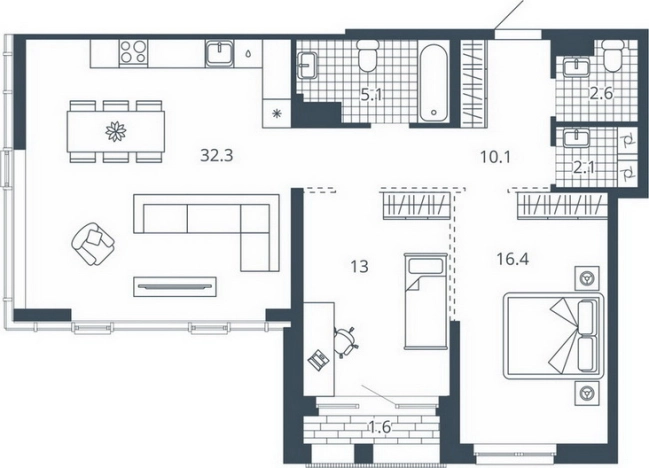 Купить двухкомнатную квартиру в ЖК Жилой комплекс "Scala city" в Пензе. Вариант № 134889, 0, площадь -  квм, цена 11466900 рублей