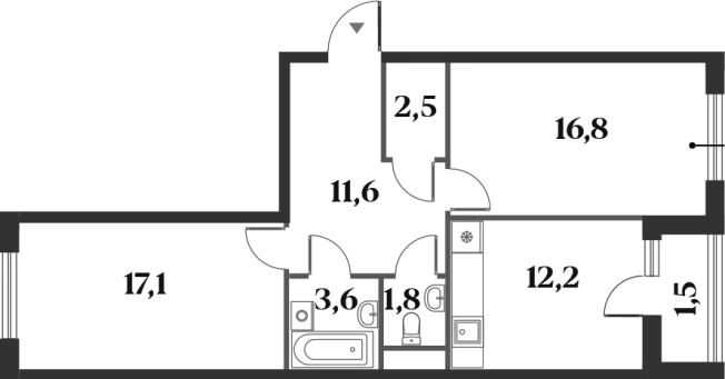 Купить двухкомнатную квартиру в ЖК Миниполис 8 Кленов в Красногорске. Вариант № 142850, 0, площадь - квм, цена 13812656 рублей